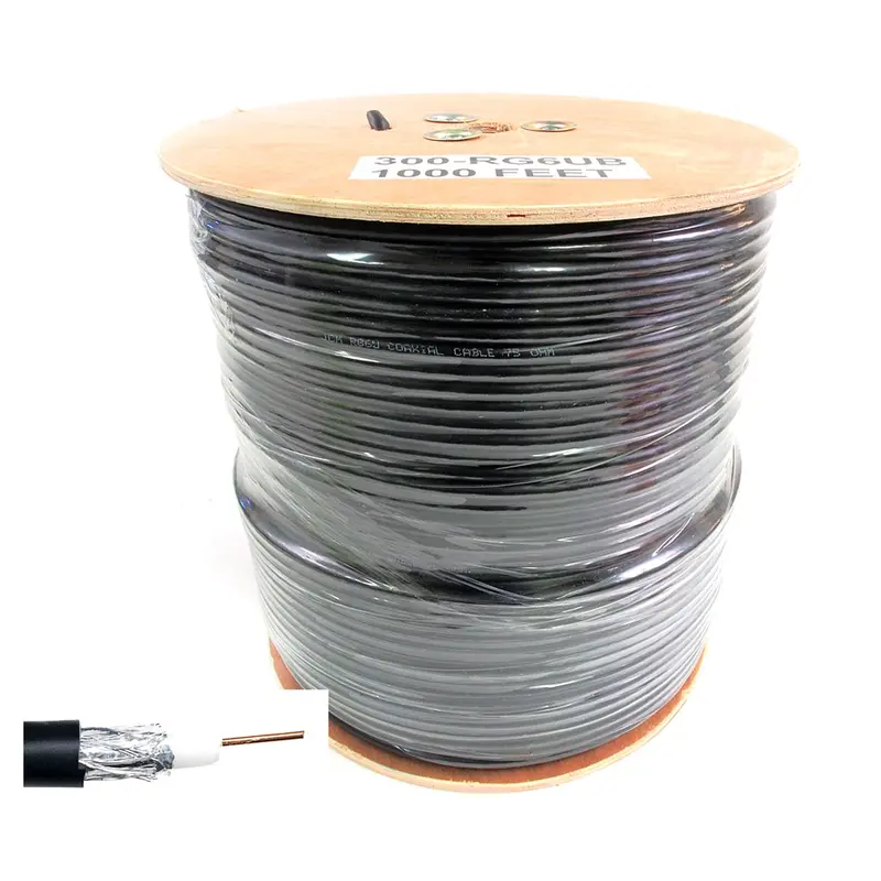 1000-Foot RG6 Universal Coaxial Cable – Black Jacket