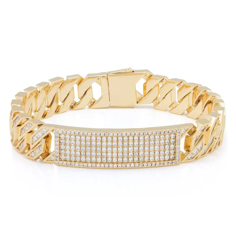 12mm Iced Miami Cuban Link ID Bracelet – Premium Cubic Zirconia Finish