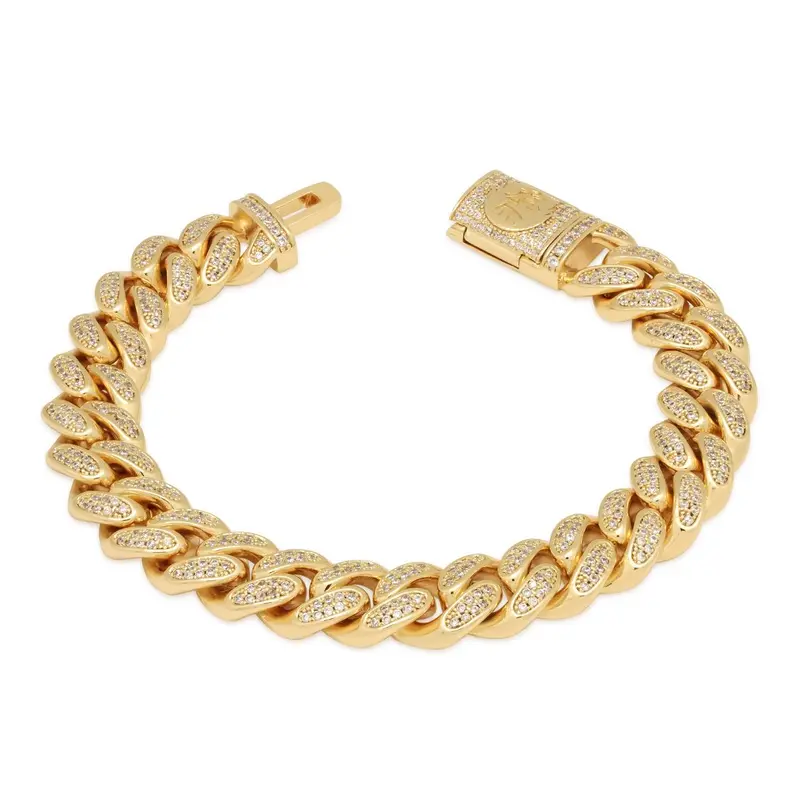 12mm Polished Miami Cuban Link Bracelet – Premium Iced
