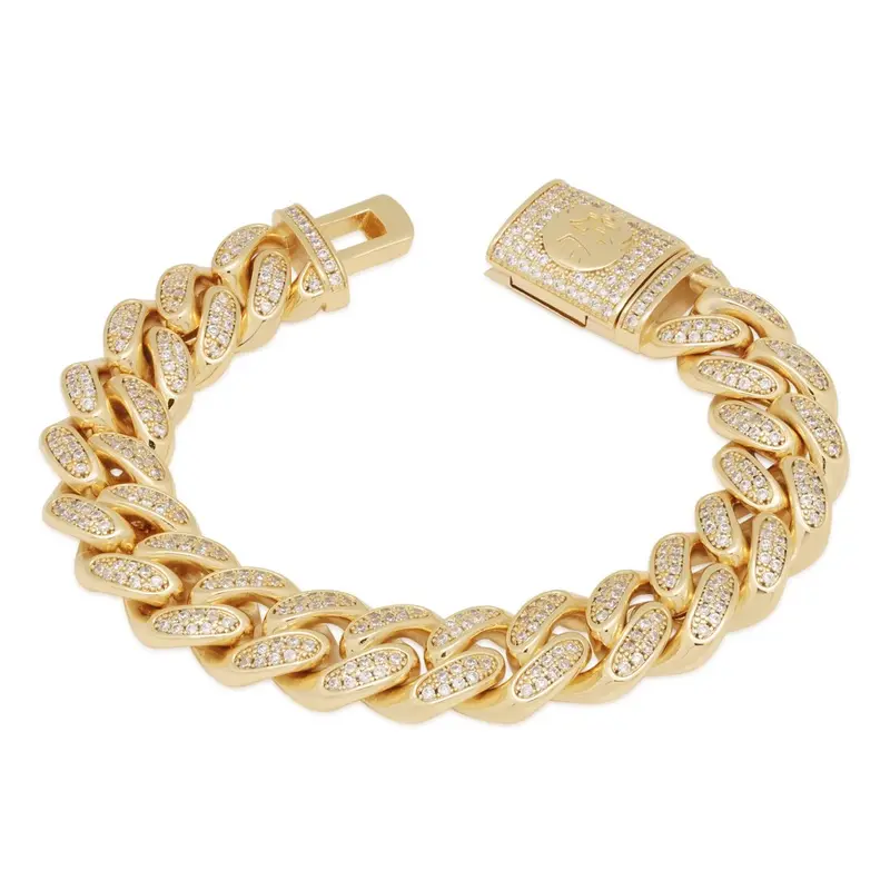15mm Thick Miami Cuban Link Bracelet – Fully Iced
