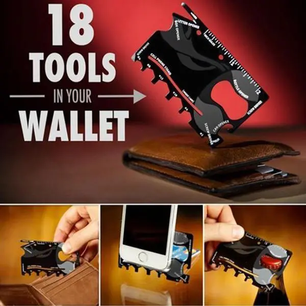18-in-1 Credit Card Multi-Tool – Slim Pocket Survival Kit