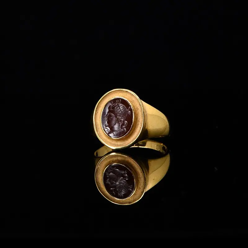 19th-Century Neo-Classical Red Jasper Intaglio Ring