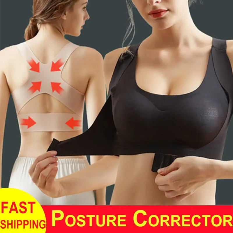 2-in-1 Posture-Correcting Fitness Bra – Front-Clasp Support Bralette