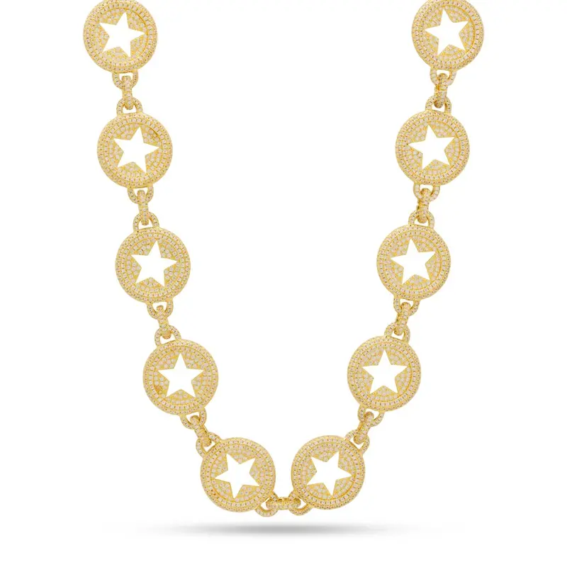 20mm Circled Star Link Chain Necklace