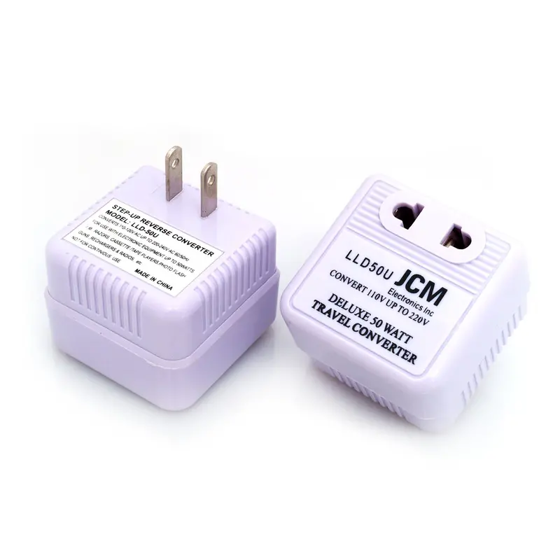 250-LLD50U Compact 50W AC Adapter – 110–220V Input, Plastic Housing
