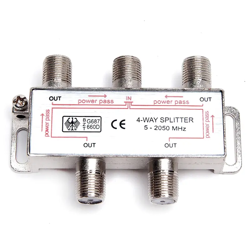 4-Port RF Splitter – 5–2050 MHz Broadband Distribution