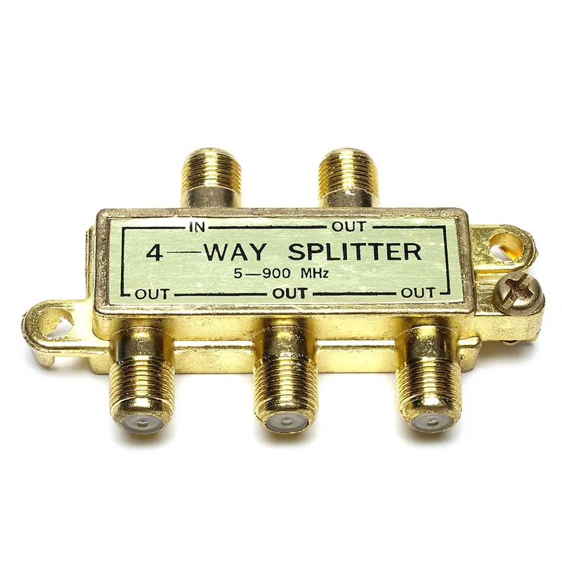 4-Way Gold-Plated RF Splitter – 5–900 MHz Low-Loss Signal Distributor