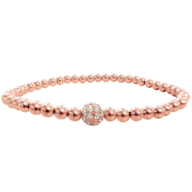 4mm Beaded Bracelet Featuring a Sparkling Center Stone