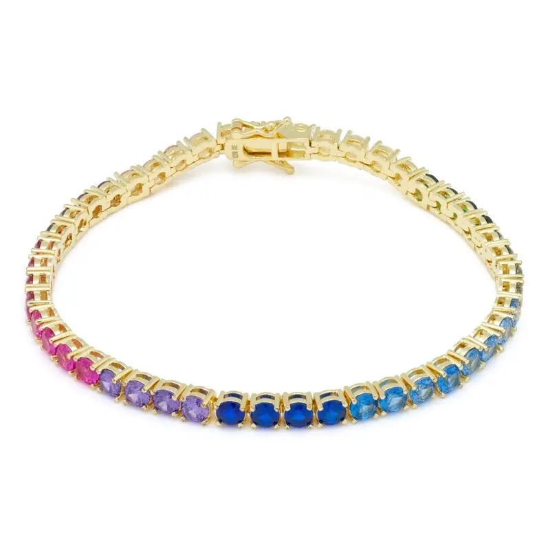 4mm Spectrum Tennis Bracelet – Rainbow CZ Beaded Stretch Band