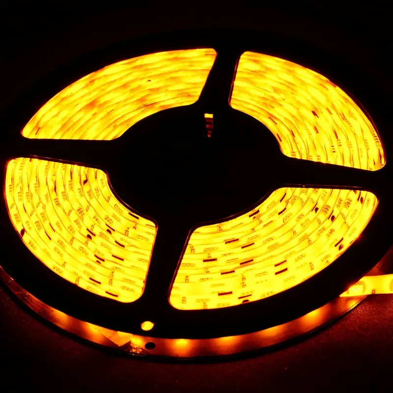5-Meter Warm Yellow 5050 LED Strip – 60 LEDs per Meter, 12V DC