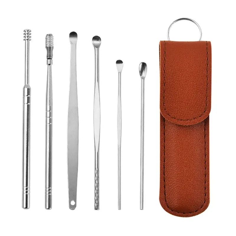 6-Piece Stainless Steel Ear Wax Removal Kit – Ergonomic Curettes and Scoop Tools for Safe, Gentle Ear Cleaning