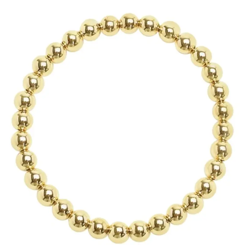 6mm Gold Beaded Bracelet – Bold Textured Accent