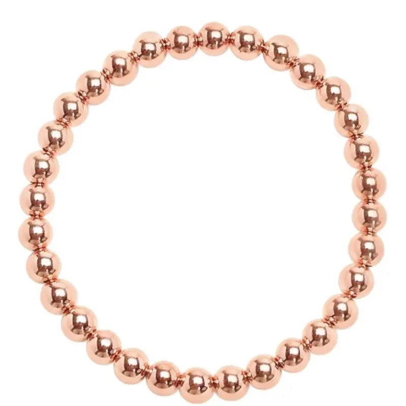 6mm Rose Gold Beaded Bracelet – Warm Metallic Elegance