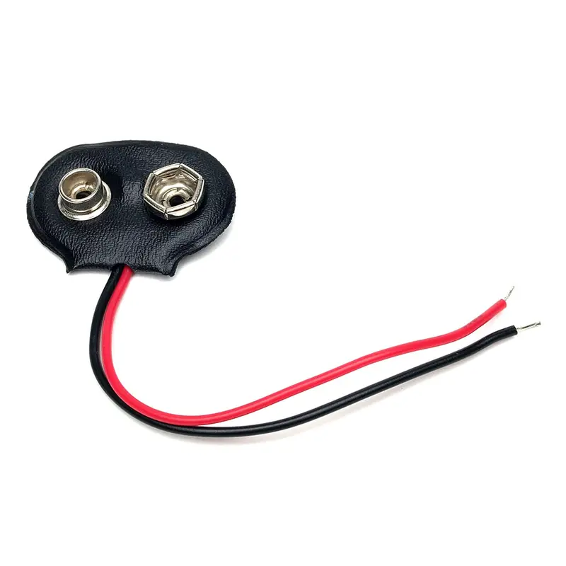 80-UB4 9V Snap-On Battery Clip with T-Type Connector and 15 cm Leads