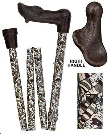 Adjustable Bahama Leaf Folding Walking Cane with Palm Grip – Scratch & Dent Deal