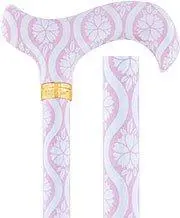 Adjustable Pink Pastel Rose Derby Cane – Scratch & Dent Clearance with Engraved Collar (Model V1935)