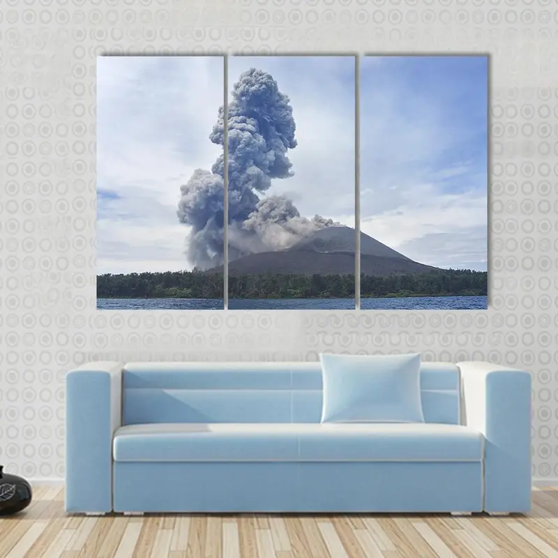 Aerial View of Anak Krakatau Eruption Canvas Art