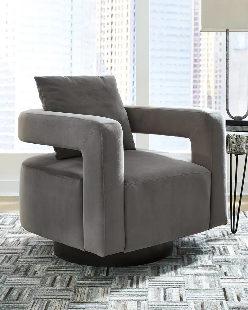 Alcoma 360-Degree Swivel Accent Chair with Upholstered Seat