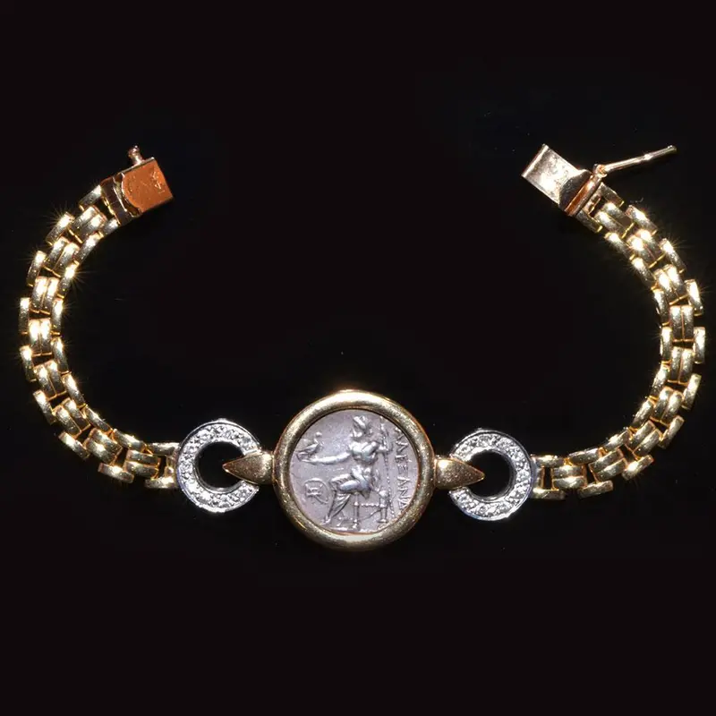 Alexander the Great Silver Drachm Repurposed as a Bracelet, 336–323 BCE