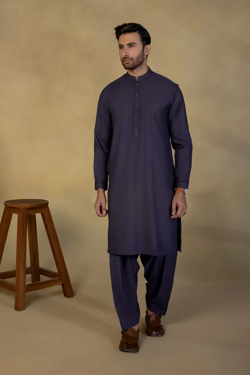 All-Day Comfort Embroidered Wash-and-Wear Suit