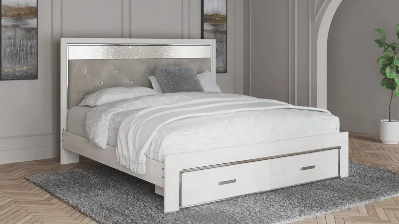 Altyra Solid Wood King Panel Platform Bed