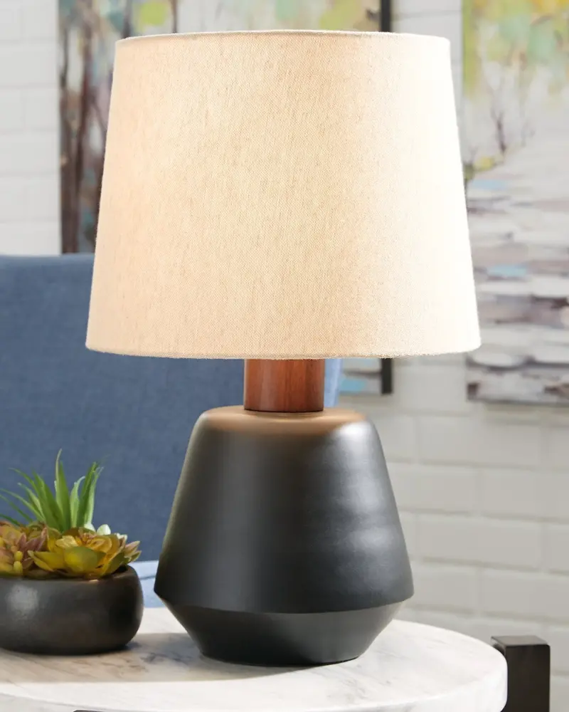 Ancel Ceramic Table Lamp with Linen Drum Shade