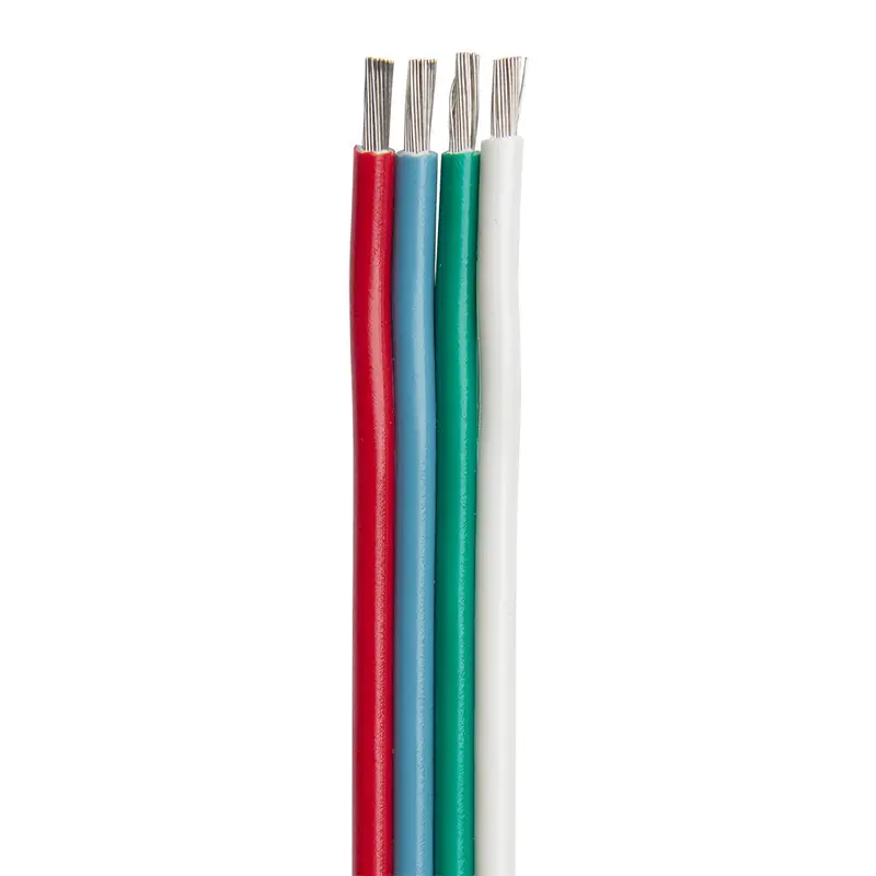 Ancor 18/4 AWG Flat Ribbon RGB Marine Wiring Cable – Red, Light Blue, Green, White (1000 ft)