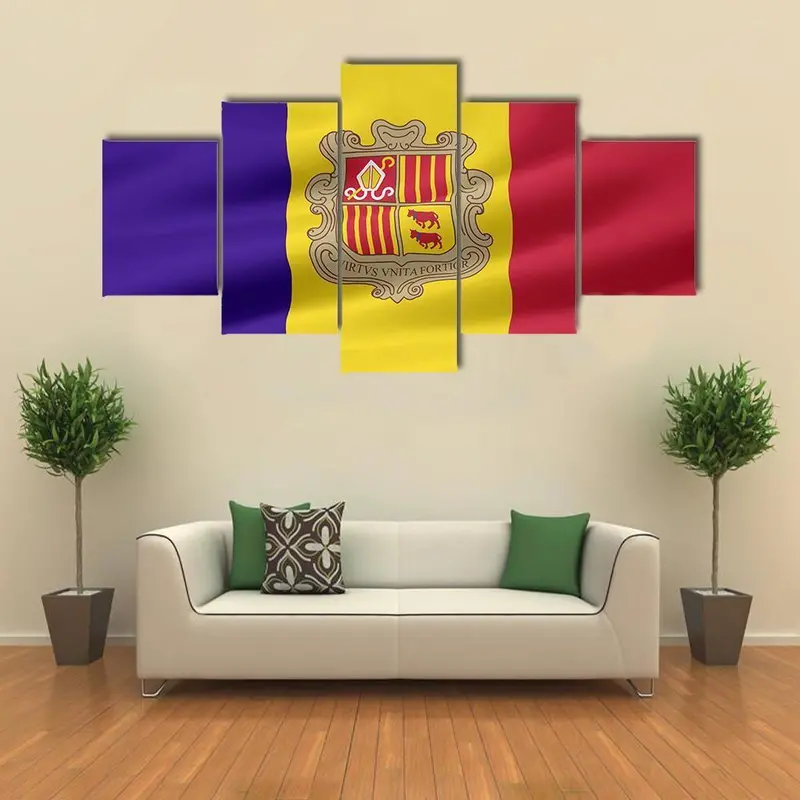 Andorra Flag Canvas Wall Art Print