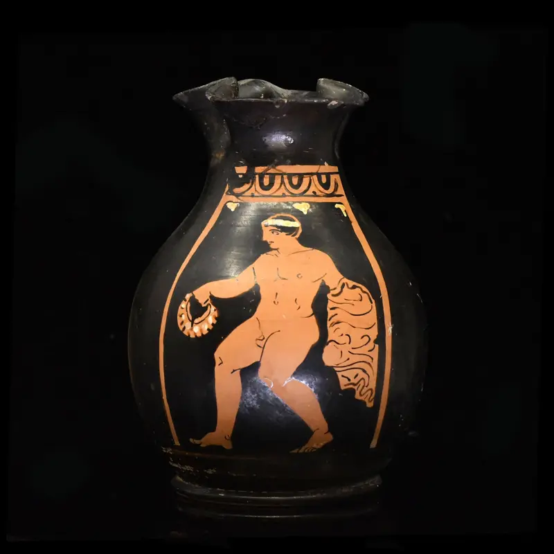 Apulian Red-Figure Trefoil Oinochoe, South Italian (4th Century BCE)