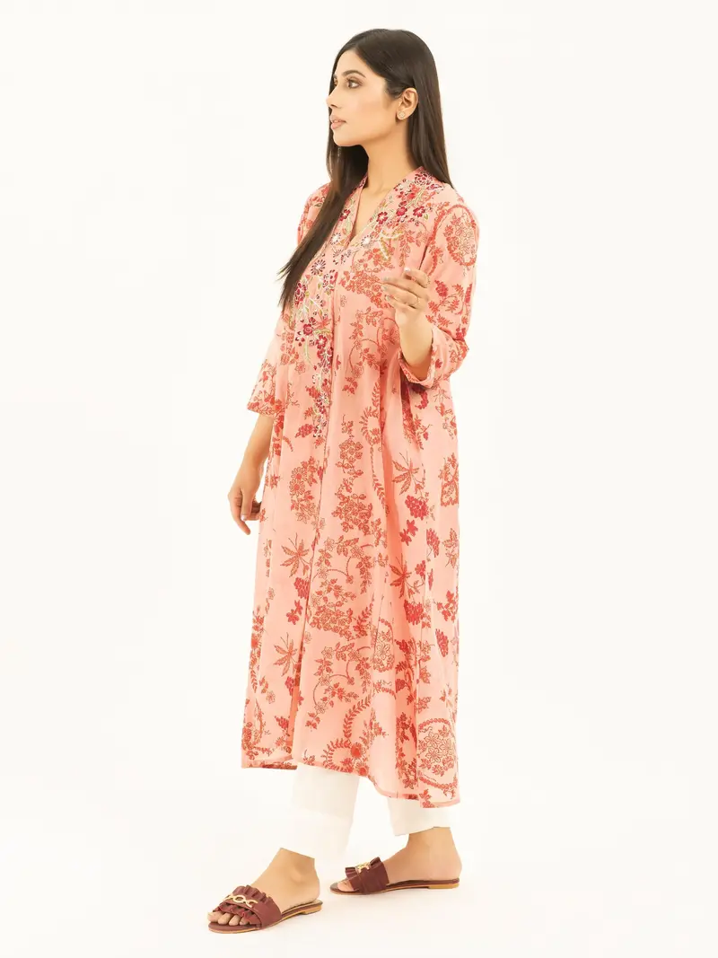 Artisan-Embroidered Lawn Shirt
