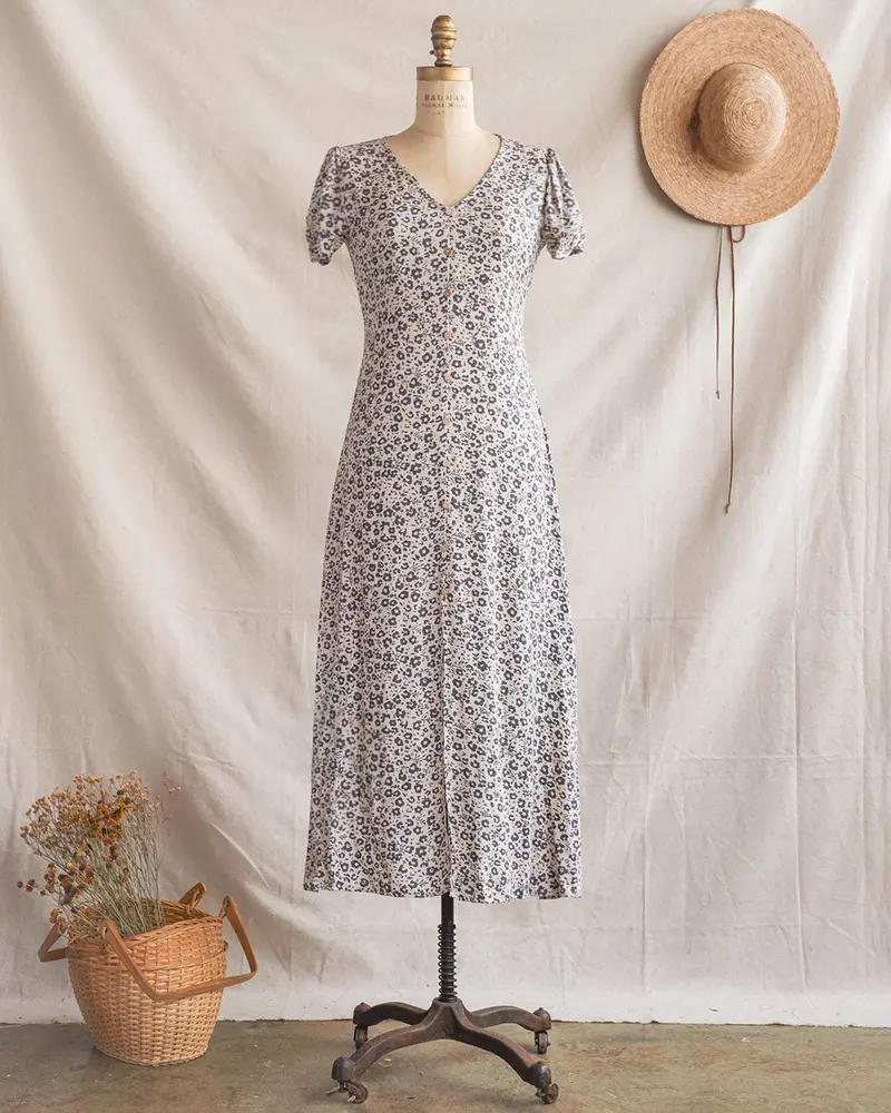 Artistic Floral Midi Dress