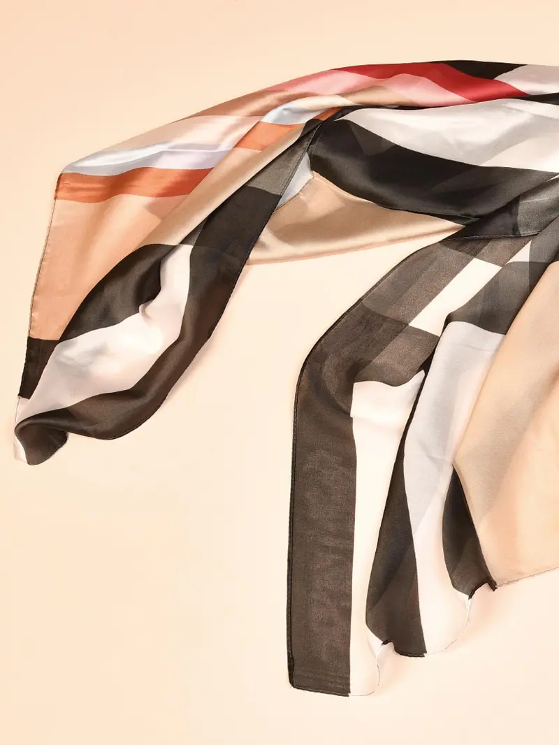 Artistic Silk Scarf with Floral Print
