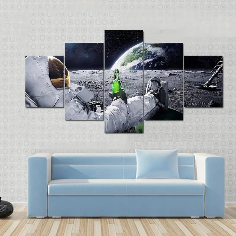 Astronaut Seated on the Moon Canvas Wall Art Print