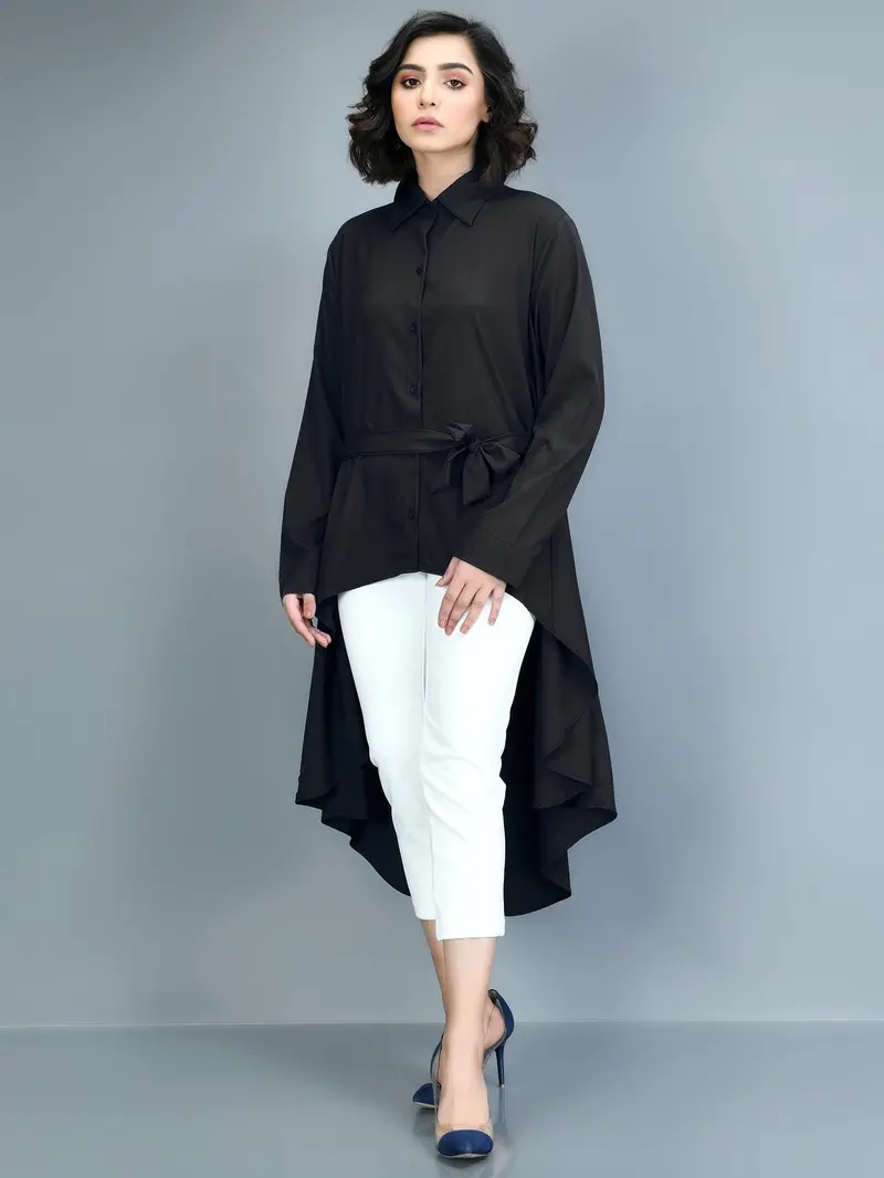 Asymmetrical High-Low Shirt Dress