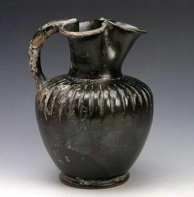 Attic Black-Glazed Oinochoe Vessel, Greek Classical Period (ca. 5th Century BCE)