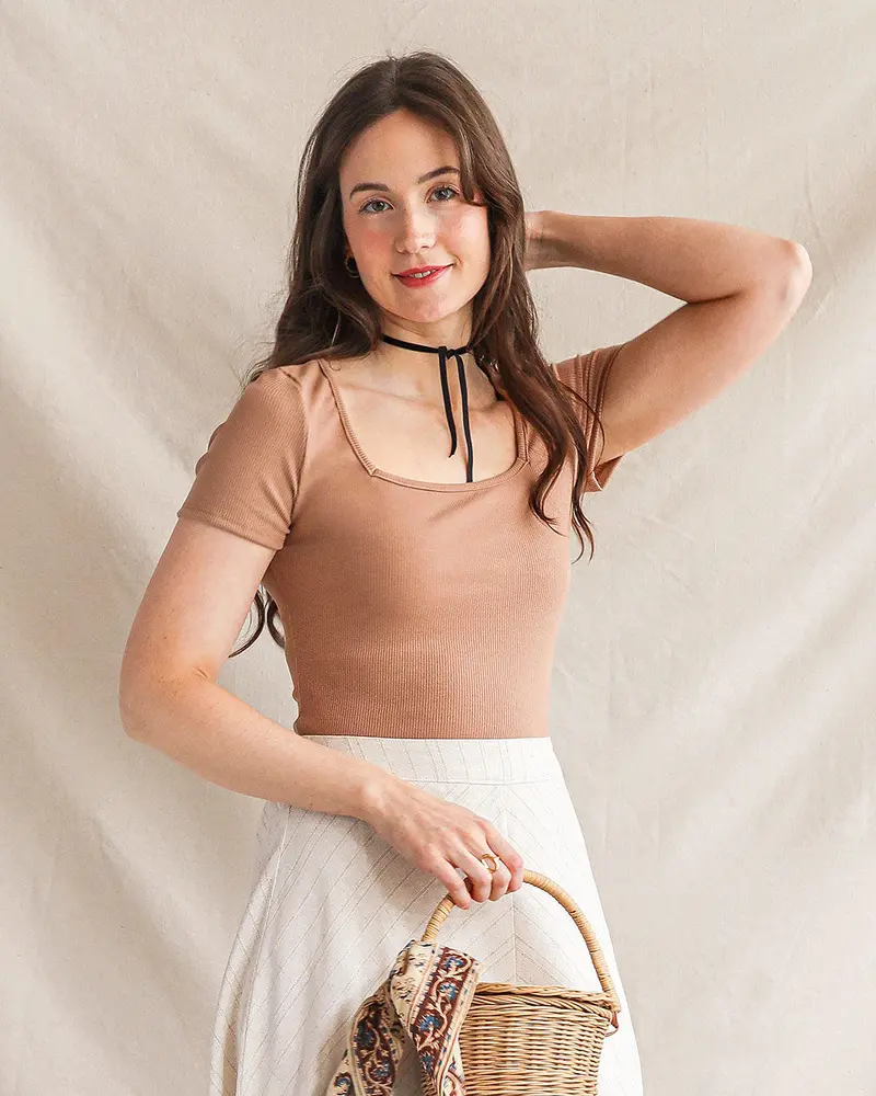 Aurorette Clay-Tone Knit Top