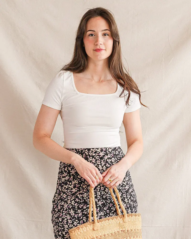Aurorette Crisp White Knit Top