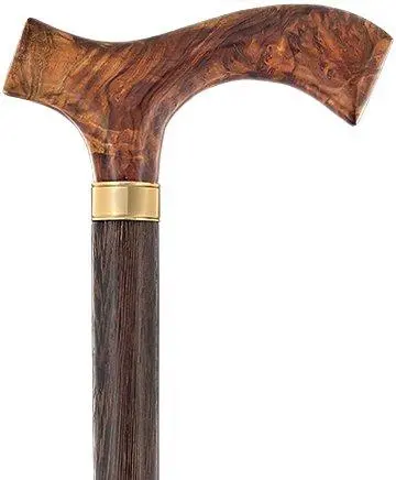 Australian Burl Wood Fritz Cane – Scratch & Dent Clearance with Wenge Shaft & Gold Collar (Model V1923)