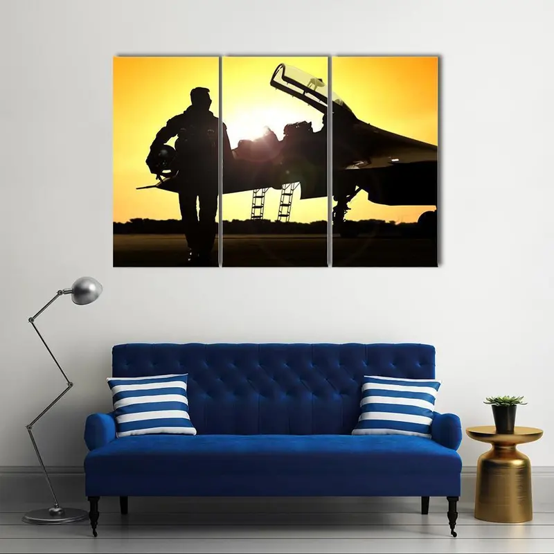 Aviator Preparing for Mission Canvas Wall Art