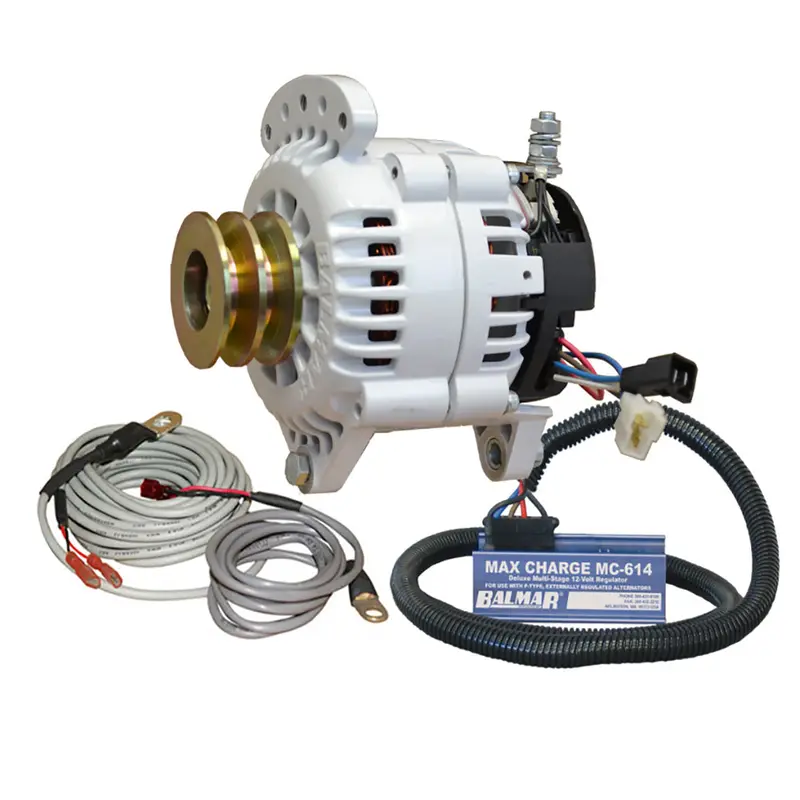 Balmar 100A 12V 3.15″ Dual-Foot Saddle-Mount Alternator Kit with Dual Vee Pulley, External Regulator & Temperature Sensor (Model 60-YP-MC-100-DV)