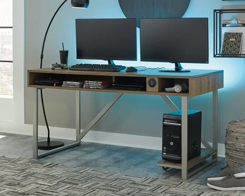 Barolli Gaming Desk – Spacious L-Shaped Setup with Cable Management