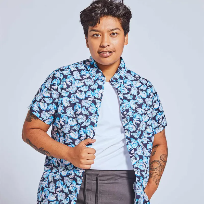 Betta Fish Illustration Short Sleeve Shirt – The Ray Art Series
