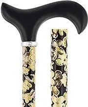 Black-and-Beige Floral Adjustable Derby Cane – Scratch & Dent, Stylish Patterned Design (V1852)