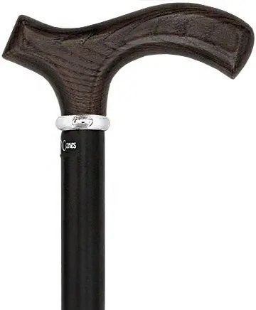 Black Ash Fritz Cane Featuring Black Beechwood Shaft and Silver Collar – Imperfect Clearance