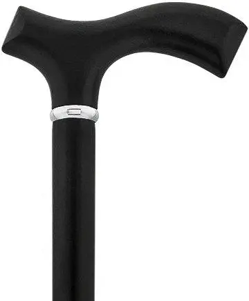 Black Beechwood Fritz Cane – Scratch & Dent Clearance with Silver Collar (Model V1892)