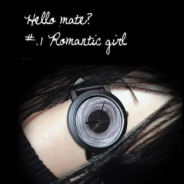 Black Hole Themed Analog Watch with Minimalist Design