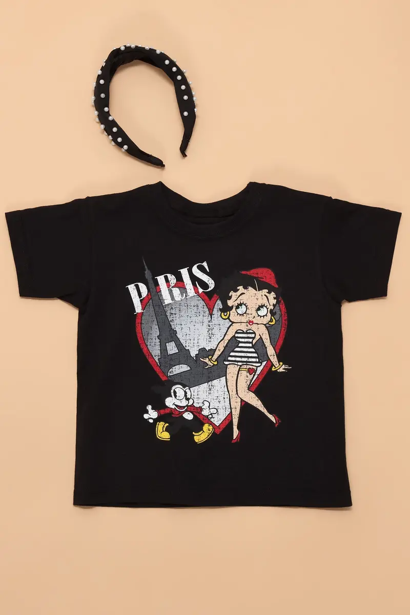 Black Mini Betty Boop City of Love Graphic Tee