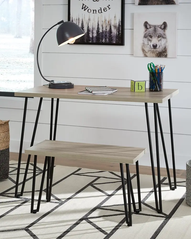 Blariden Workstation Desk with Integrated Bench