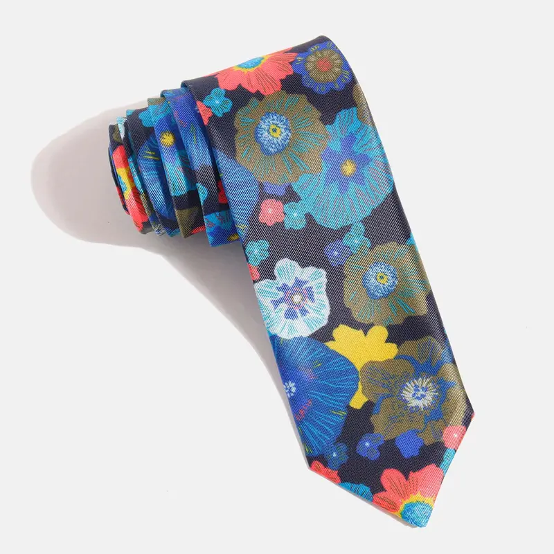 Blue Botanical Print Necktie
