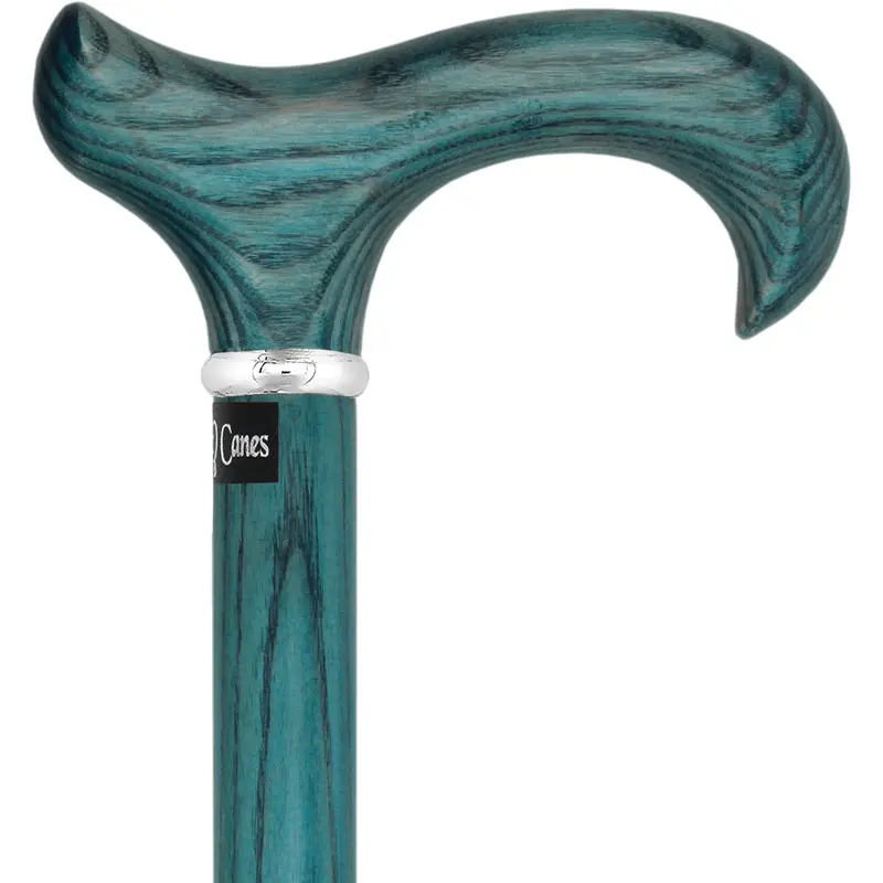 Blue Denim Derby Walking Cane – Ash Wood Shaft & Silver Collar (Scratch & Dent)